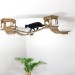 Wall-mounted bed and bridge with wooden kitten house