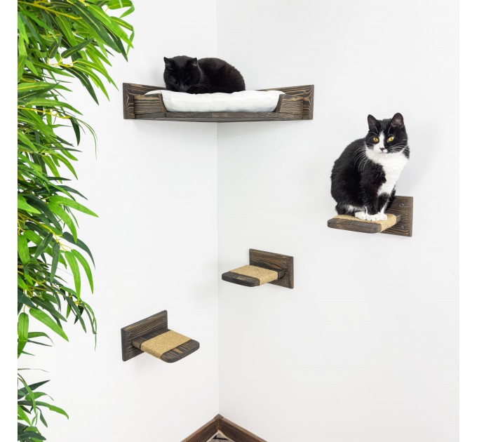 Corner cat bed, natural cozy nook for felines