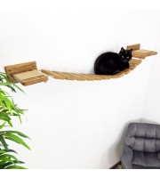Wall-mounted cat bridge and shelves – wooden climbing playground for kittens