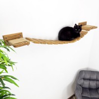 Wall-mounted cat bridge and shelves – wooden climbing playground for kittens