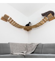 Wooden cat bridge for wall – floating shelves and climbing play furniture