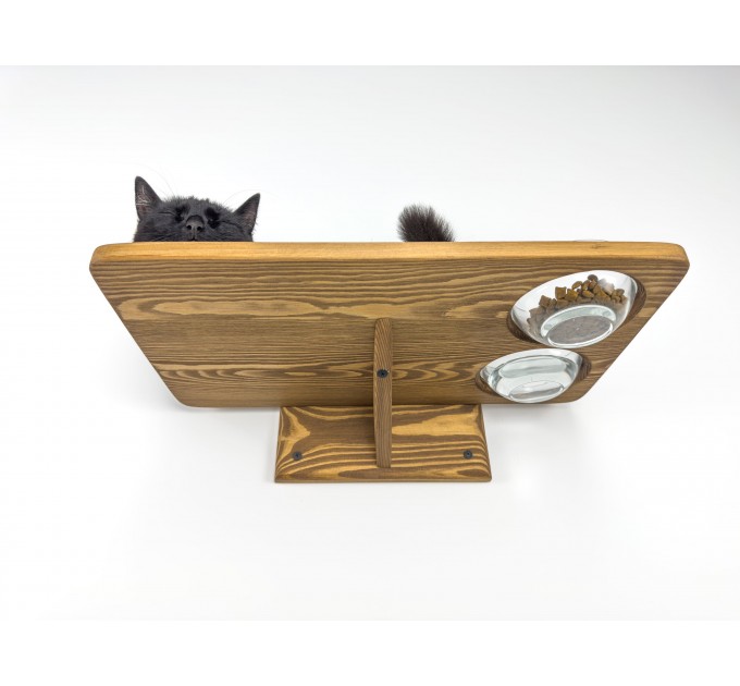 Cat shelves with space for food and water bowls