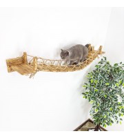 Cat bridge and floating shelves – wooden wall climbing furniture for active pets