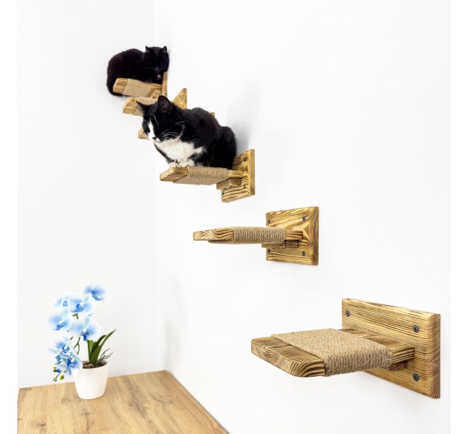 Set cat 6 steps with rope - cat furniture cat shelves cat shelf