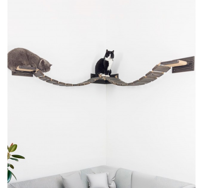Floating cat bridge and shelves – perfect cat wall playground