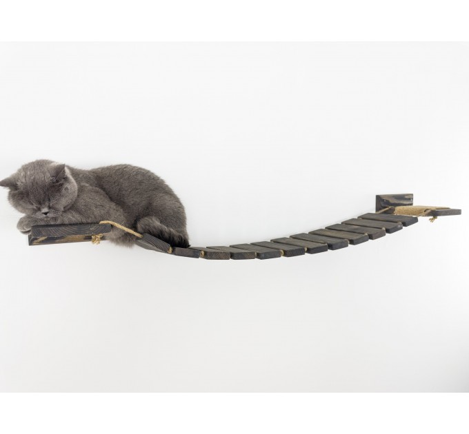 Wall-mounted cat bridge & climbing playground set
