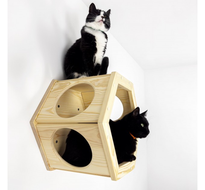 Stylish hexagon wall bed for cats – perfect for cat moms