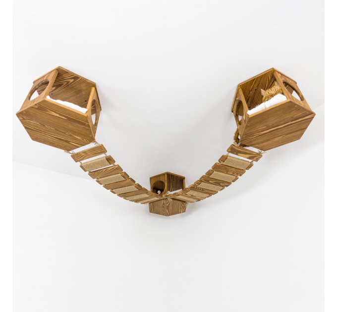 Ceiling climber with hexagon shelves and wooden ceiling bridge