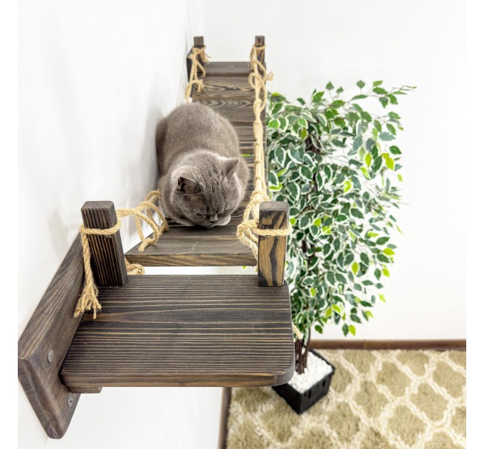Cat steps for wall with sisal rope
