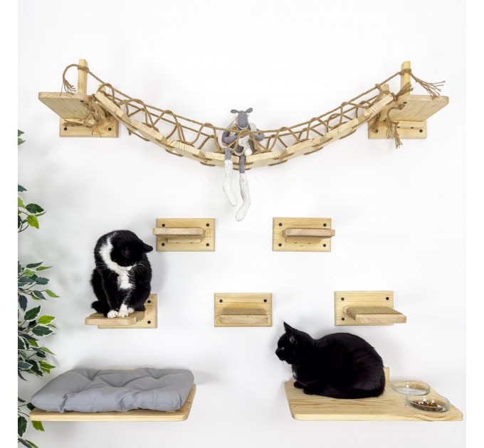 Cat tree with 5 steps - cat bridge cat shelves cat ladder