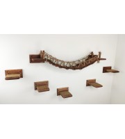 Cat wall climbing furniture set – wooden bridge and 5 steps