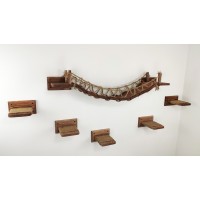 Cat wall climbing furniture set – wooden bridge and 5 steps