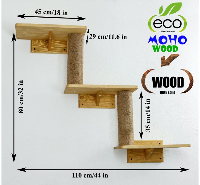 Cat shelves triple wall mounted bed - Multi-level elevated feline retreat