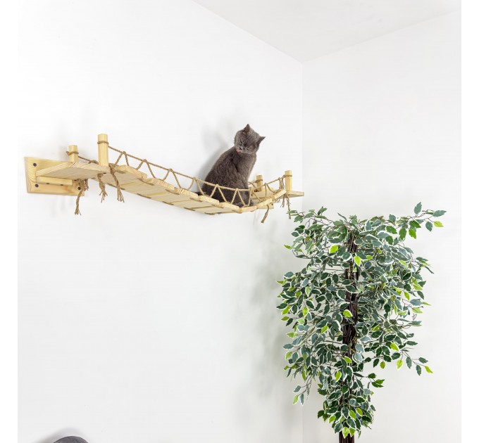 Custom wooden cat bridge for wall – stylish kitten climbing shelf