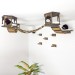 Cat ceiling furniture set with hexagon shelves and wooden floating bridge