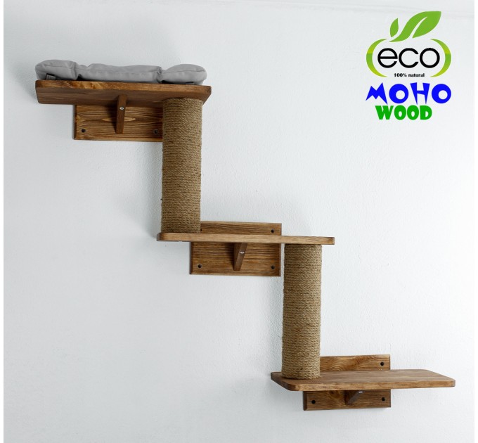Cat shelves triple wall mounted bed - Multi-level elevated feline retreat
