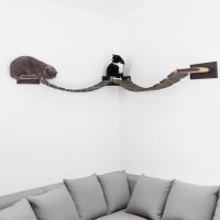 Wooden cat bridge for wall – floating kitten playground furniture
