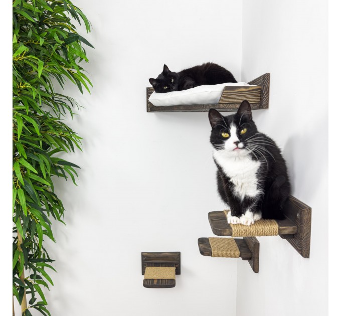 Kitten corner bed furniture with pillow and steps