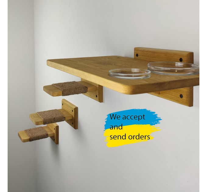 Cat shelves wooden cat food shelf