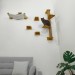 Wooden wall mounted furniture set for cats