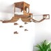 Ceiling mounted hexagon shelf and steps for wall - wooden floating bridge