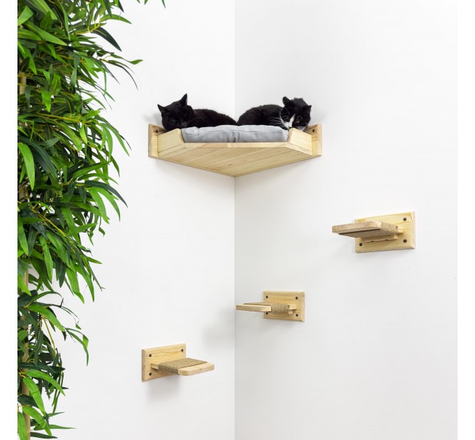 Corner cat bed, natural cozy nook for felines