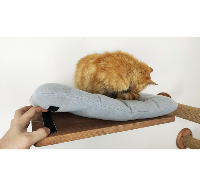 Cat shelves triple wall mounted bed - Multi-level elevated feline retreat
