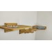 Wall wood cat shelf with two bowls