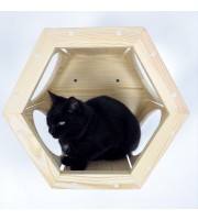 Wooden hexagon cat bed – modern wall-mounted kitten furniture