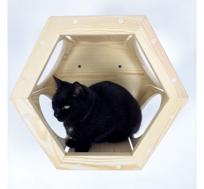 Stylish hexagon wall bed for cats – perfect for cat moms