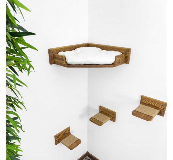 Corner cat bed, natural cozy nook for felines