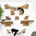 Wooden cat wall furniture set with bridge