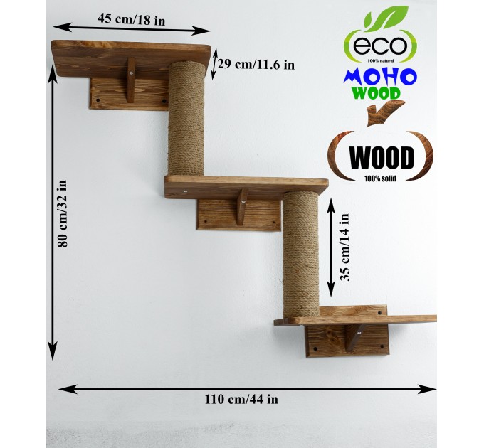 Cat shelves triple wall mounted bed - Multi-level elevated feline retreat