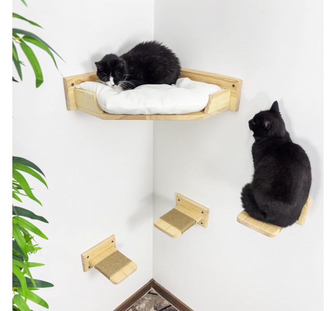 Corner cat bed, natural cozy nook for felines