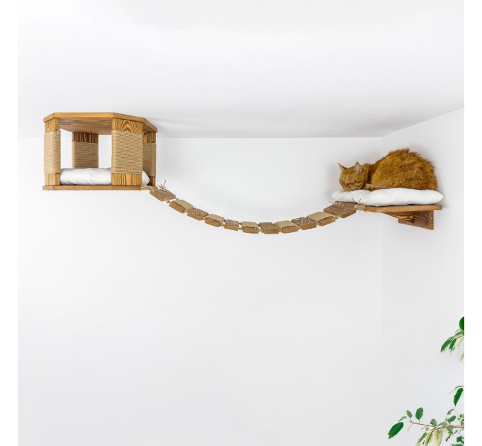 Ceiling cat furniture set with bed and bridge