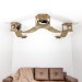 Wall-mounted bed and bridge with wooden kitten house