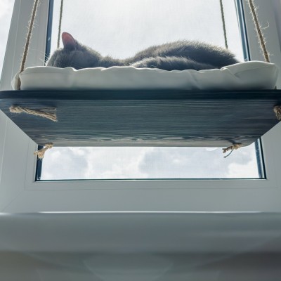 Small cat window perch – wooden cat bed & window hammock