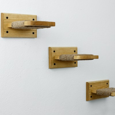 Wall-mounted cat stairs, steps with rope