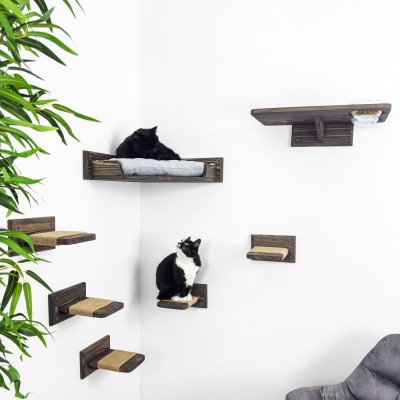 Large cat bed set with steps and rope