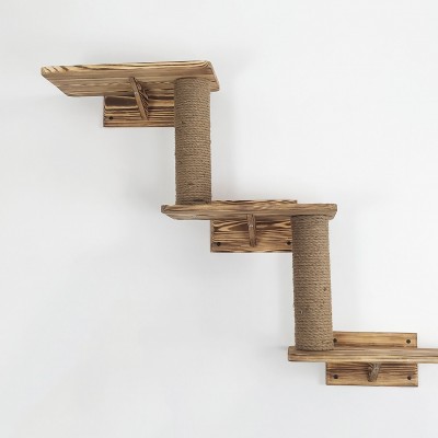 Cat shelves triple wall mounted bed - Multi-level elevated feline retreat