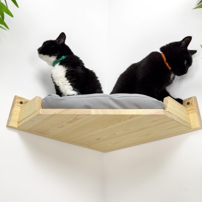Modern cat bed – wall mounted wooden corner bed for stylish homes