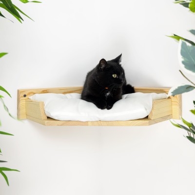 Wood wall mounted cat bed