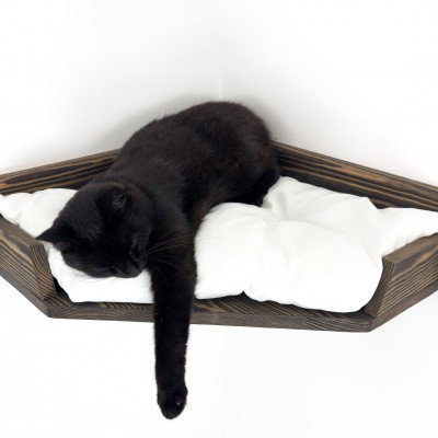 Cat bed – wall-mounted corner cat bed with kitten shelves & bedding