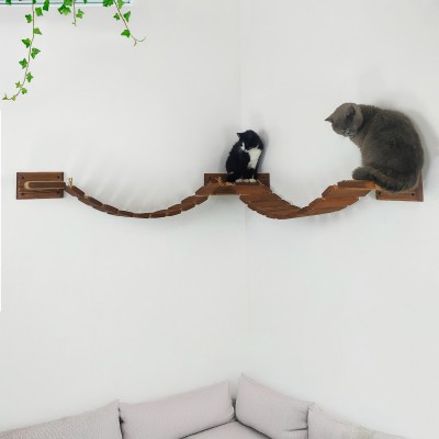Wall-mounted cat bridge – comfortable floating wooden climbing furniture