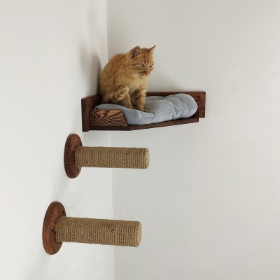 Corner cat bed dark - Cozy sleeping spot for your feline friend