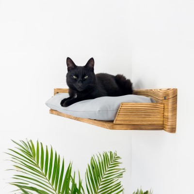 Corner cat bed wooden - Natural style for feline rest