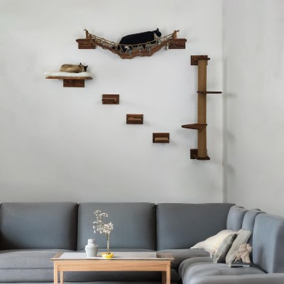 Comfortable wooden furniture set for cats