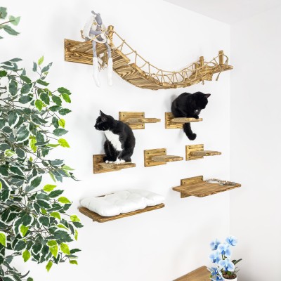 Modern cat wall furniture set with bridge